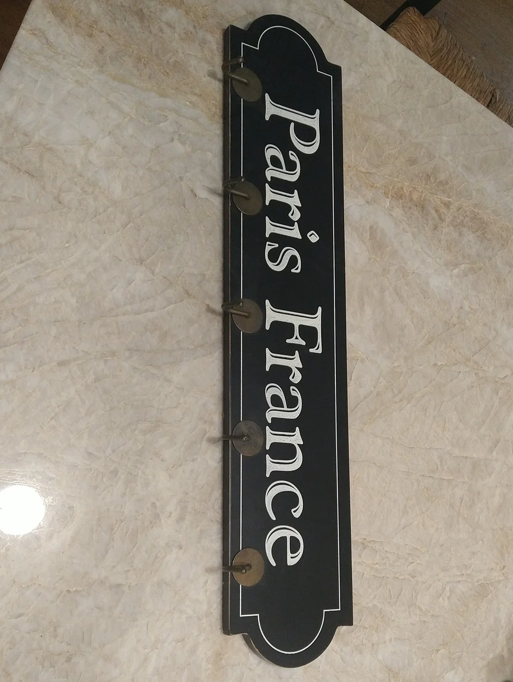 Paris France Black Wall Hook Sign 23 1/2